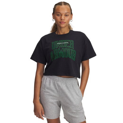 Damski t-shirt crop-top z nadrukiem Under Armour UA W Varsity Mix HW SS Crop - czarny ze sklepu Sportstylestory.com w kategorii Bluzki damskie - zdjęcie 178735205
