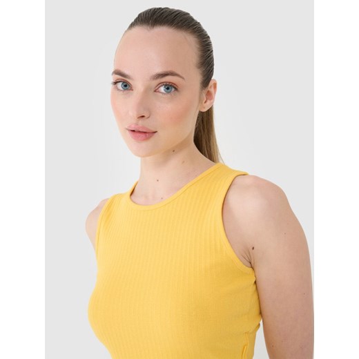 Damski crop top 4F 4FRSS25TSLEF234 - żółty ze sklepu Sportstylestory.com w kategorii Bluzki damskie - zdjęcie 178735237