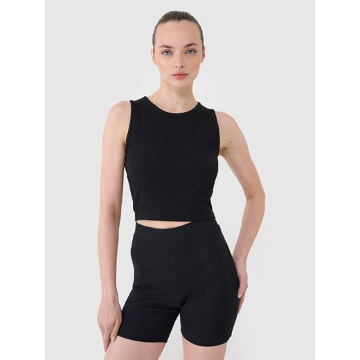 Damski crop top 4F 4FRSS25TSLEF234 - czarny ze sklepu Sportstylestory.com w kategorii Bluzki damskie - zdjęcie 178735258