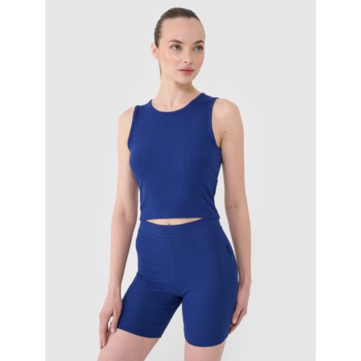 Damski crop top 4F 4FRSS25TSLEF234 - granatowy ze sklepu Sportstylestory.com w kategorii Bluzki damskie - zdjęcie 178735265