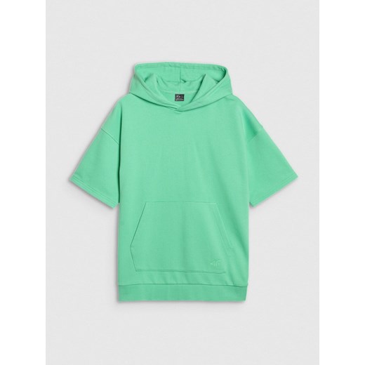 Męska bluza dresowa z krótkim rękawem 4F 4FRSS25TSWSM2145 - zielona ze sklepu Sportstylestory.com w kategorii Bluzy męskie - zdjęcie 178735285