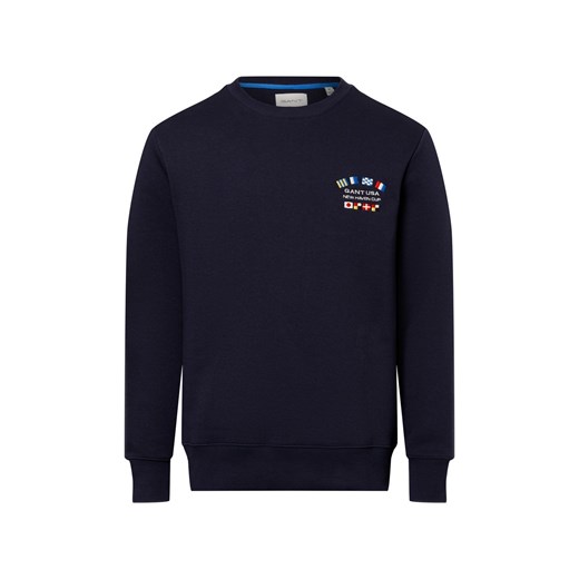 Gant Bluza męska Mężczyźni Bawełna granatowy jednolity ze sklepu vangraaf w kategorii Bluzy męskie - zdjęcie 178738558