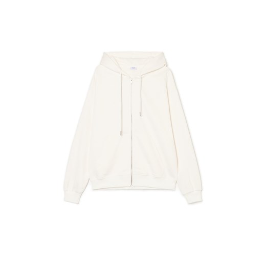 Cropp - Kremowa bluza basic z kapturem UNISEX - kremowy ze sklepu Cropp w kategorii Bluzy damskie - zdjęcie 178738818