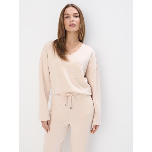 Mohito - Bluza z dodatkiem modalu - beżowy ze sklepu Mohito w kategorii Bluzy damskie - zdjęcie 178738899