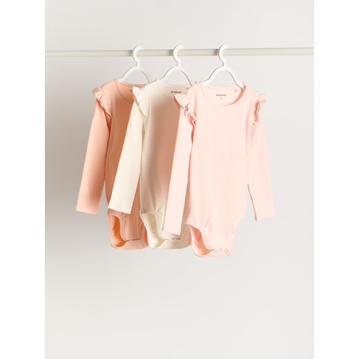 Reserved - Prążkowane body 3 pack - złamana biel ze sklepu Reserved w kategorii Body niemowlęce - zdjęcie 178739356