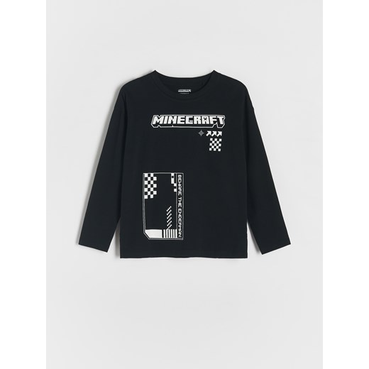 Reserved - Longsleeve Minecraft - czarny Reserved 128 (7-8 lat) wyprzedaż Reserved