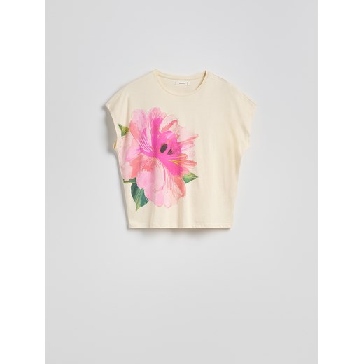 Reserved - T-shirt z nadrukiem - kremowy Reserved M Reserved