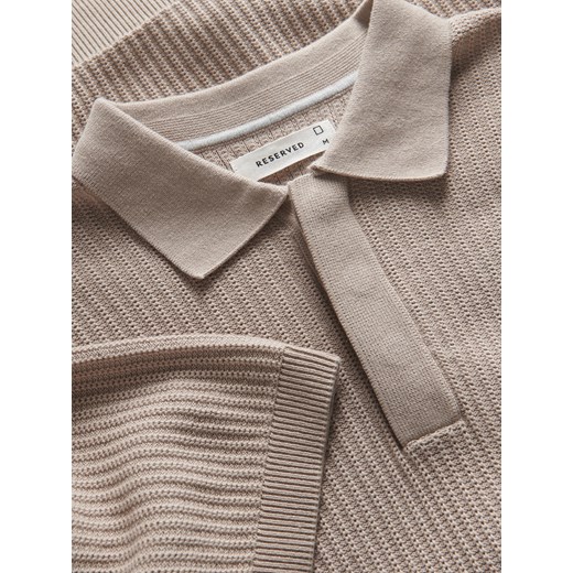 Reserved - Strukturalny sweter polo - beżowy Reserved L Reserved
