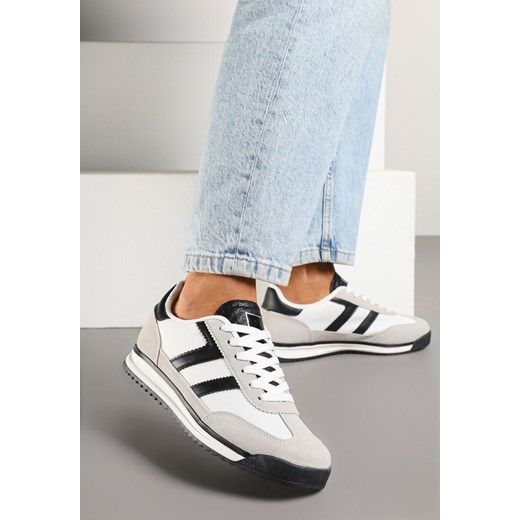 Biało-Czarne Sneakersy Ozdobione Paskami Eranelia ze sklepu born2be.pl w kategorii Buty sportowe damskie - zdjęcie 178744415