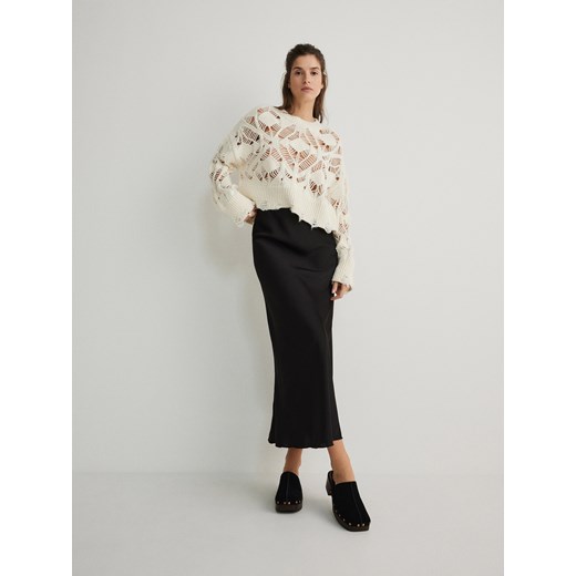 Reserved - Satynowa spódnica midi - czarny Reserved XL okazja Reserved