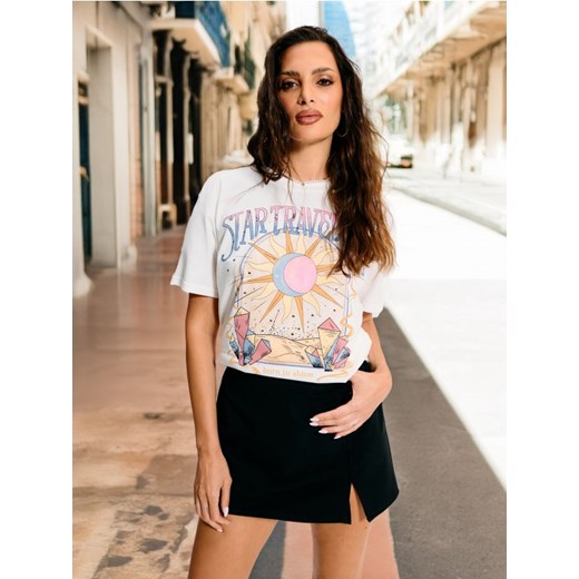 Sinsay - Koszulka - kremowy ze sklepu Sinsay w kategorii Bluzki damskie - zdjęcie 178746587