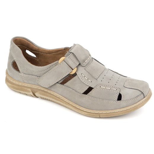 Buty męskie skórzane sznurowane 937KOM szare ze sklepu butyolivier w kategorii Półbuty męskie - zdjęcie 178755246