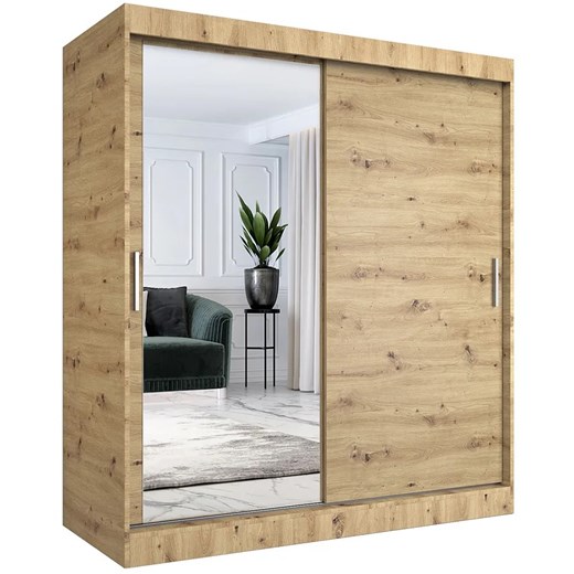 Szafa Przesuwna Dąb Artisan 180 Cm S7-W12 ze sklepu Edinos.pl w kategorii Szafy - zdjęcie 178757327