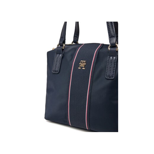 Tommy Hilfiger Torebka Poppy Small Tote Corp AW0AW17204 Granatowy Tommy Hilfiger uniwersalny MODIVO