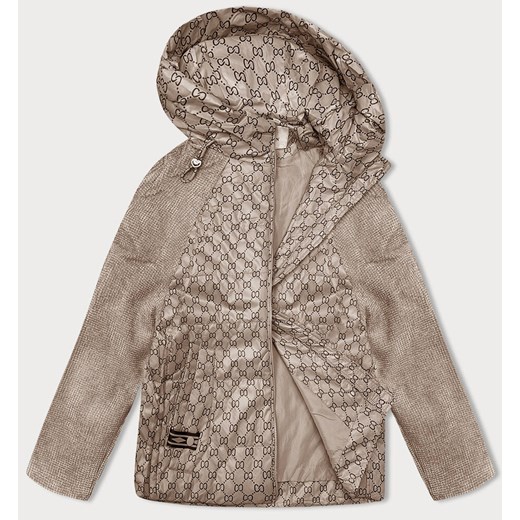 Oversizowa kurtka przejściowa z łączonych materiałów Vaston camel (F-23729-2#) ze sklepu goodlookin.pl w kategorii Kurtki damskie - zdjęcie 178758655