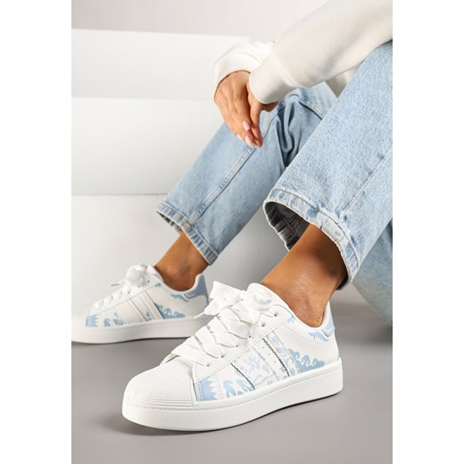 Białe Sneakersy w Geometryczny Wzór Valdisa ze sklepu renee.pl w kategorii Buty sportowe damskie - zdjęcie 178759265