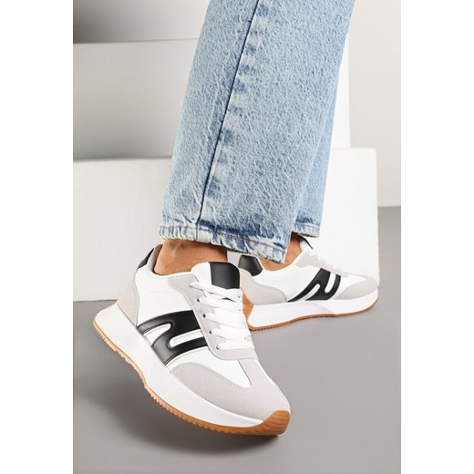 Biało-Czarne Sneakersy Ozdobione Geometrycznym Motywem Dalvisa ze sklepu renee.pl w kategorii Buty sportowe damskie - zdjęcie 178759439