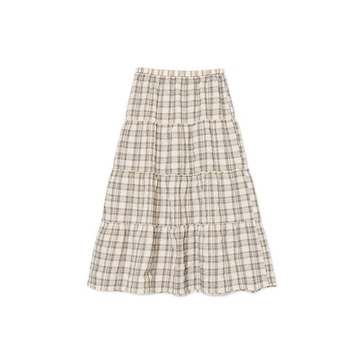 Cropp - Długa spódnica w kratę - kremowy Cropp L Cropp