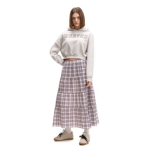 Cropp - Długa spódnica w kratę - fioletowy Cropp XL Cropp