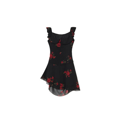 Cropp - Czarna sukienka mini w róże - czarny Cropp M Cropp