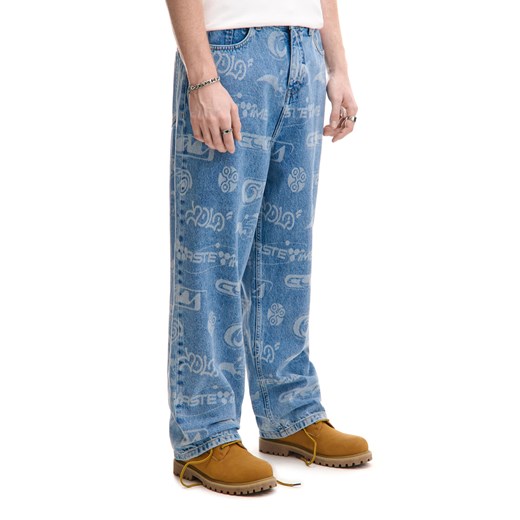 Cropp - Jeansy super baggy z laserowym nadrukiem - niebieski ze sklepu Cropp w kategorii Jeansy męskie - zdjęcie 178759945