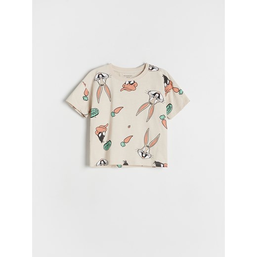Reserved - Bawełniany t-shirt Looney Tunes - złamana biel ze sklepu Reserved w kategorii T-shirty chłopięce - zdjęcie 178760298