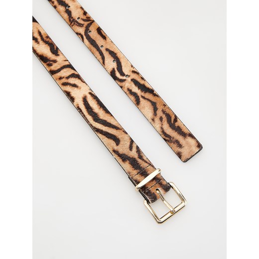 Reserved - Skórzany pasek w zwierzęcy wzór - wielobarwny Reserved L Reserved