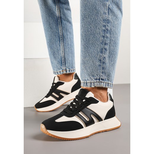 Czarne Sneakersy z Geometrycznym Wzorem Avisella ze sklepu born2be.pl w kategorii Buty sportowe damskie - zdjęcie 178761329