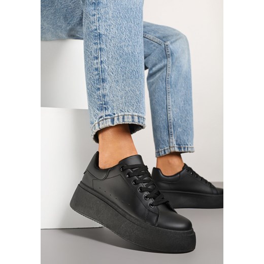 Czarne Klasyczne Sneakersy na Grubej Podeszwie Ardisne ze sklepu born2be.pl w kategorii Buty sportowe damskie - zdjęcie 178761548