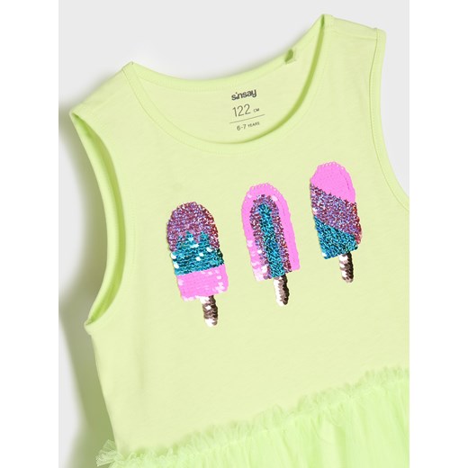 Sinsay - Sukienka z ozdobnymi cekinami - zielony Sinsay 116 Sinsay