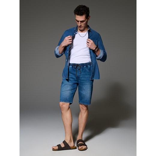 Sinsay - Szorty jeansowe jogger - niebieski Sinsay 32 Sinsay