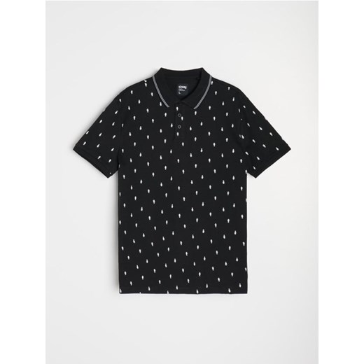Sinsay - Koszulka polo z nadrukiem all over - czarny Sinsay XXL Sinsay