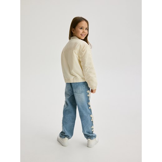 Reserved - Kurtka bomberka z aplikacją - złamana biel Reserved 134 (8 lat) Reserved