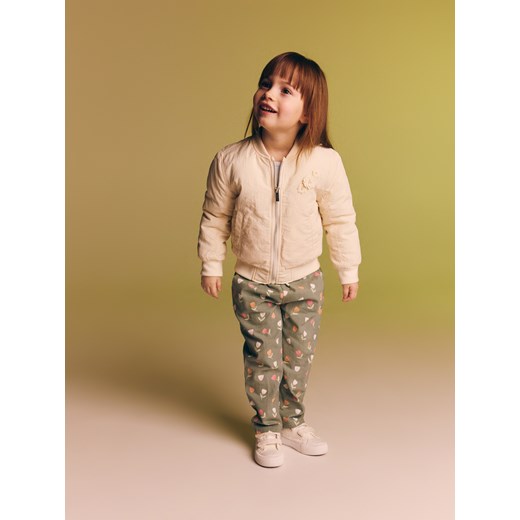 Reserved - Kurtka bomberka z aplikacją w kwiaty - złamana biel Reserved 104 (3-4 lata) Reserved