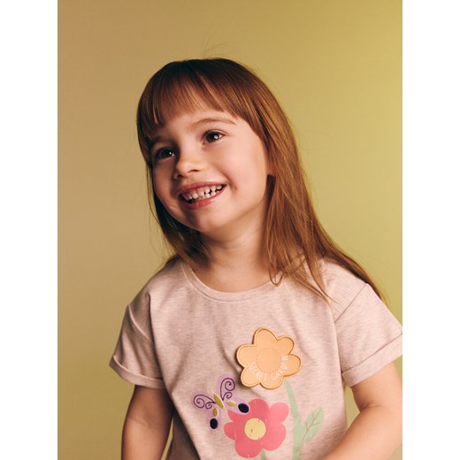 Reserved - Bawełniany t-shirt z aplikacją 3d - wielobarwny Reserved 86 (12-18 m.) Reserved