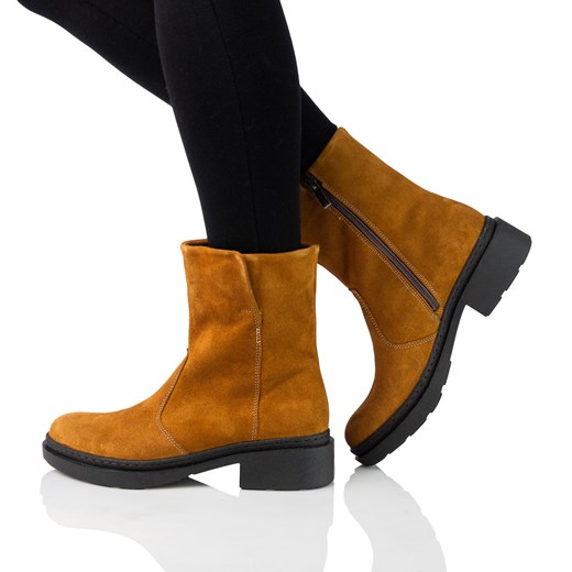 Skórzane botki damskie Pollonus rudy 5-1537-003 Pollonus 40 butyolivier