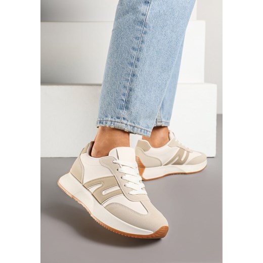 Beżowe Sneakersy Ozdobione Geometrycznym Motywem Dalvisa ze sklepu renee.pl w kategorii Buty sportowe damskie - zdjęcie 178766989