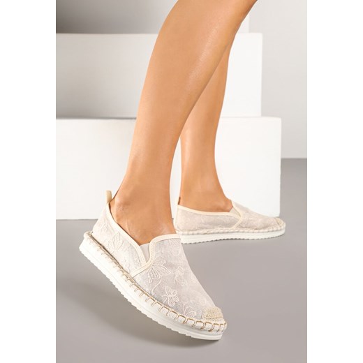 Beżowe Espadryle Ozdobione Koronką i Plecionką Vivasse ze sklepu born2be.pl w kategorii Espadryle damskie - zdjęcie 178767179