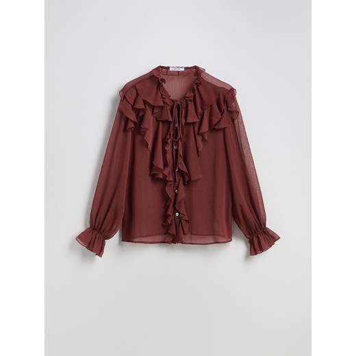 Reserved - Koszula z efektownymi falbanami - bordowy Reserved XL Reserved