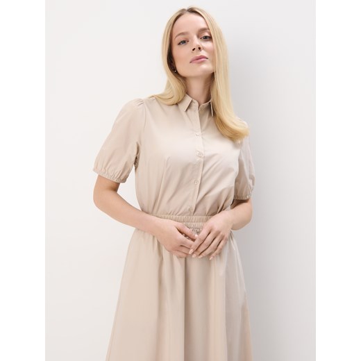 Mohito - Bawełniana beżowa koszula z krótkim rękawem - beżowy Mohito 32 Mohito