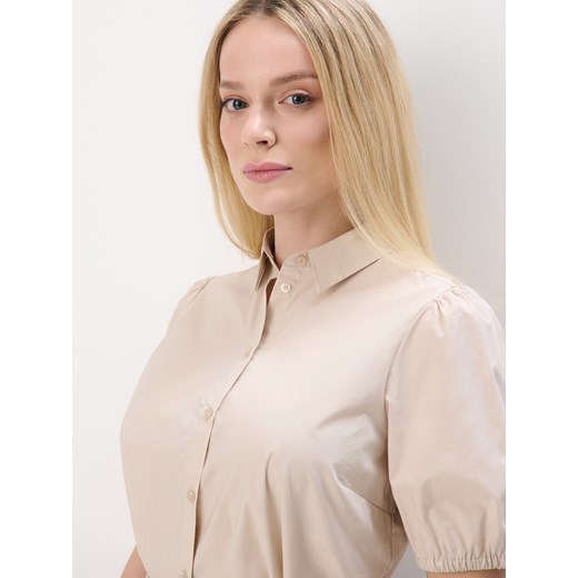 Mohito - Bawełniana beżowa koszula z krótkim rękawem - beżowy Mohito 40 Mohito