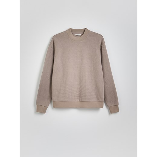Reserved - Bluza ze strukturalnej dzianiny - brązowy Reserved L Reserved