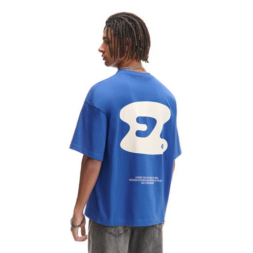 Cropp - Niebieska koszulka z nadrukami - niebieski ze sklepu Cropp w kategorii T-shirty męskie - zdjęcie 178780217
