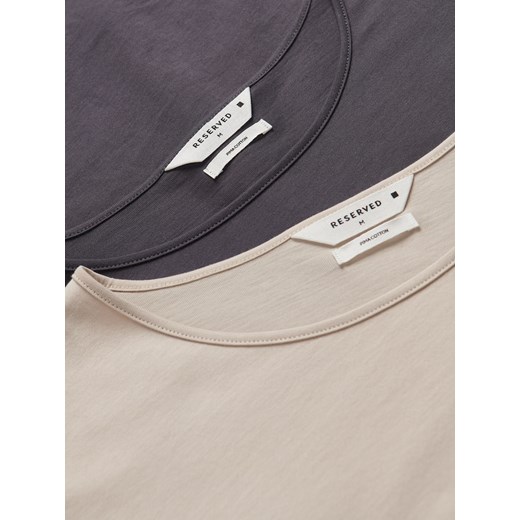 Reserved - T-shirt relaxed z bawełny pima - beżowy Reserved L Reserved