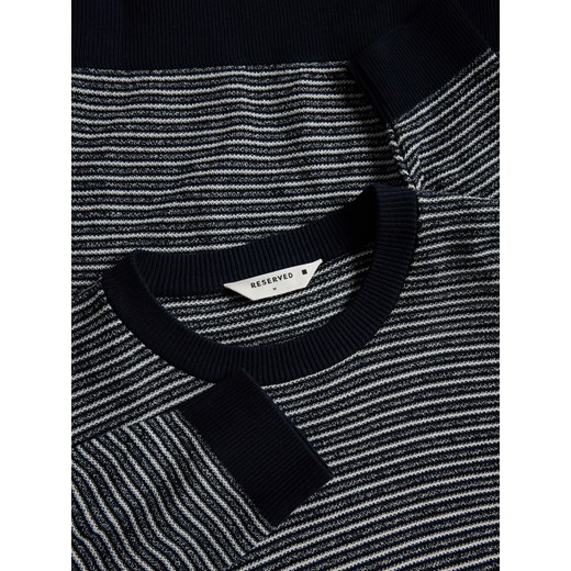 Reserved - Sweter ze strukturalnej dzianiny - granatowy Reserved L Reserved