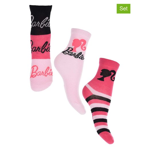 Barbie Skarpety (3 pary) &quot;Barbie&quot; w kolorze jasnoróżowo-czarnym ze sklepu Limango Polska w kategorii Skarpetki dziecięce - zdjęcie 178782866