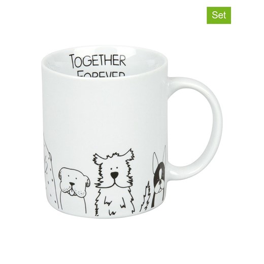 Könitz Kubki (2 szt.) &quot;Funny dogs&quot; w kolorze biało-czarnym do kawy - 330 ml ze sklepu Limango Polska w kategorii Kubki - zdjęcie 178783235