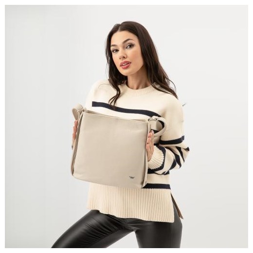 Wojas Beżowa Skórzana Torebka Damska Crossbody ze sklepu Wojas w kategorii Listonoszki - zdjęcie 178783579