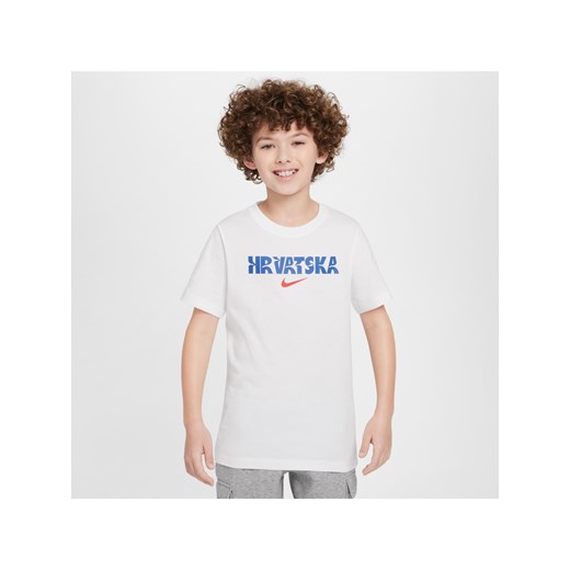T-shirt piłkarski dla dużych dzieci Nike Chorwacja Crest - Biel ze sklepu Nike poland w kategorii T-shirty chłopięce - zdjęcie 178785275