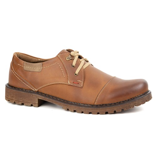 Buty męskie skórzane OLIVIER 312GT z przeszytym noskiem brązowe ze sklepu butyolivier w kategorii Buty zimowe męskie - zdjęcie 178791356